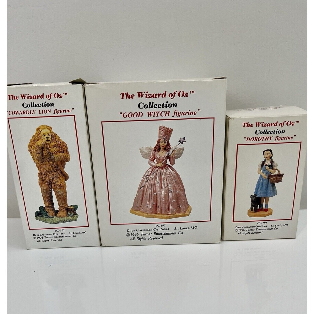 Wizard of Oz Dave Grossman Figure Lot Dorothy Lion Glinda Good Witch 1996 In Box
